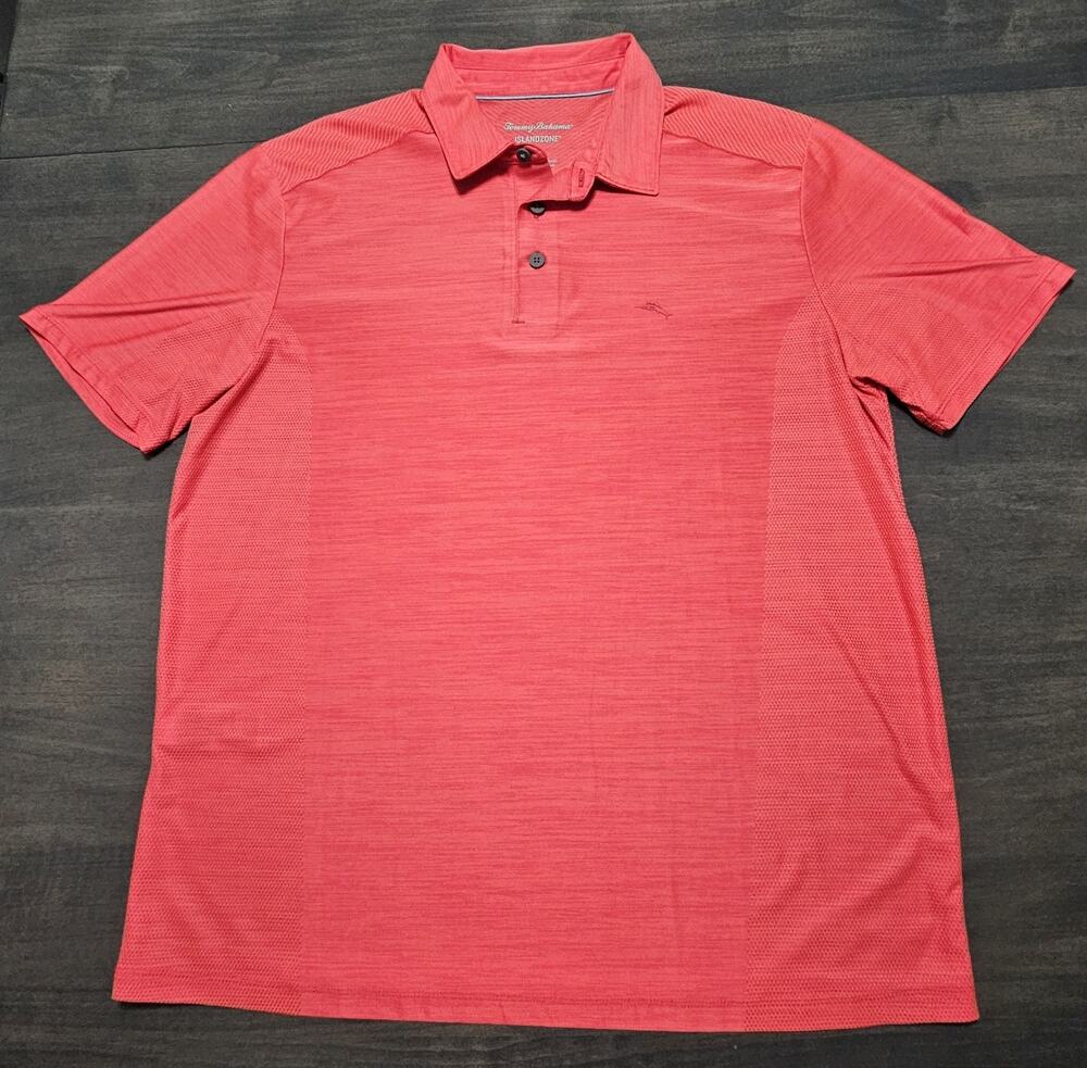Tommy Bahama Island Zone Red Golf Polo Shirt Men's Size Large
